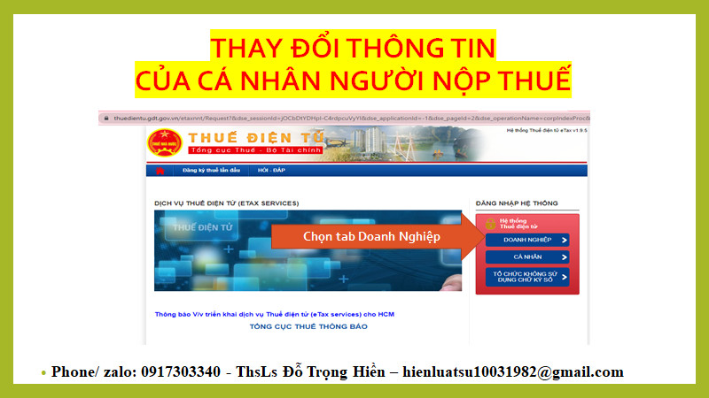Thay đổi thông tin của cá nhân người nộp thuế thông qua Cơ quan chi trả /chiasekienthucthueketoan