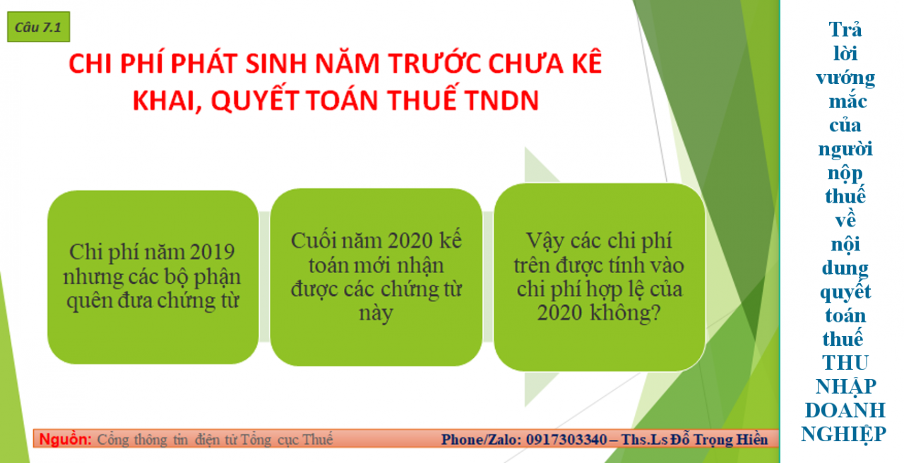 Chi phí phát sinh năm trước chưa kê khai, quyết toán thuế TNDN